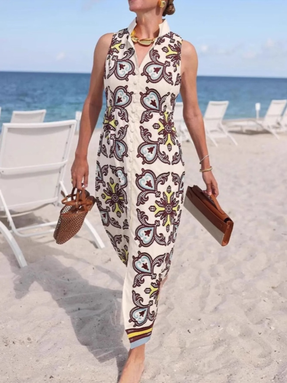 Tuckernuck Leighton Dress Citron and Slate Blue Embroidered